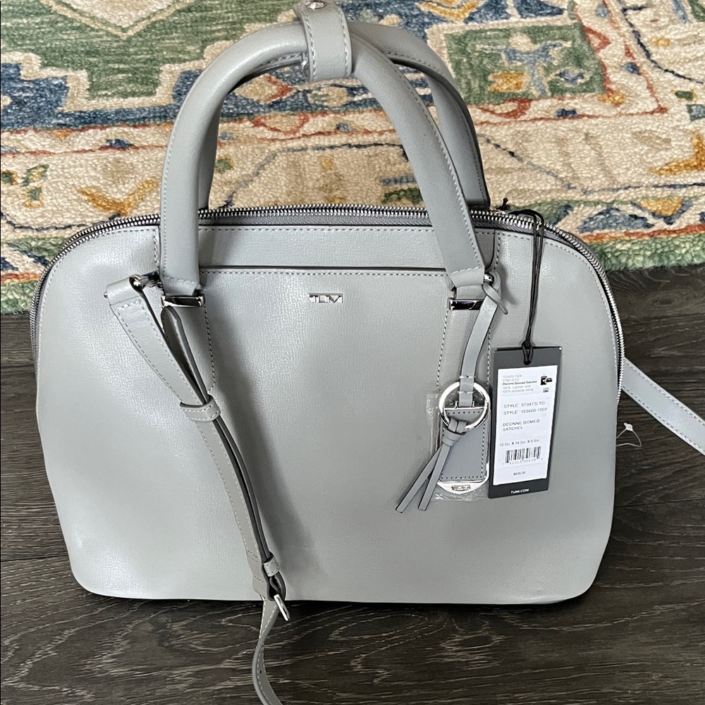 Tumi Light Gray Structured Shoulder Tote